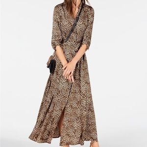 Animal print shirt dress